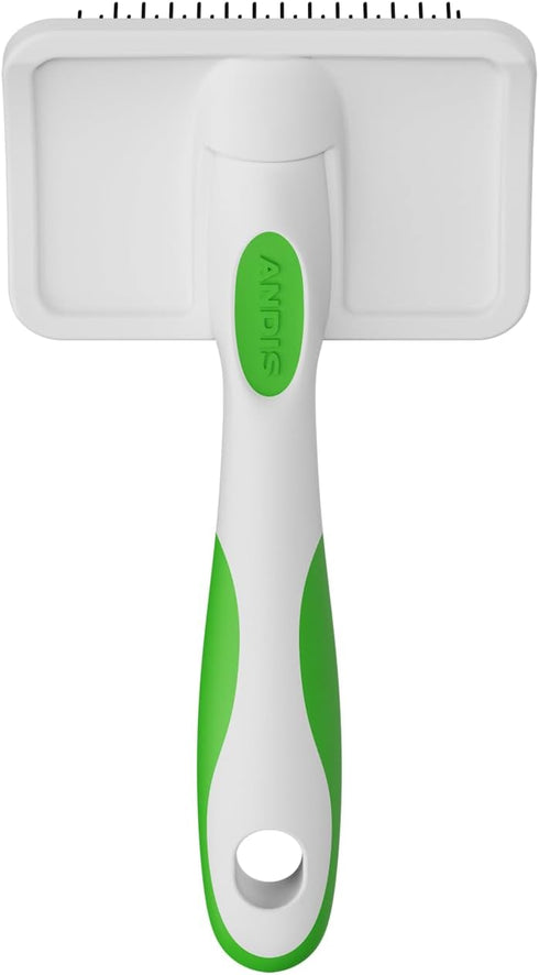 Andis 68565 Stainless-Steel Slicker Brush for Dogs and Cats - Durable Grooming Tool for All Breeds, Medium (Green)