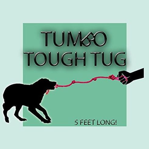 Tough Tug Rope Dog Toy - TUG of WAR Dog Toy (Pink 5 ft Long Strong Durable Rope Pull Toy with Handle)