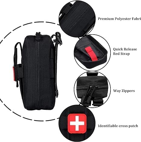 GINZER First Aid Bag EMT Pouch Molle IFAK, Small Empty Tactical Trauma Kit, Medical EDC Emergency Survival Pouch