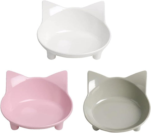 Skrtuan Cat Bowl, Food-Grade Melamine, Non-Slip Shallow Design, 250ml for Cats, Dogs, Rabbits & Hamsters
