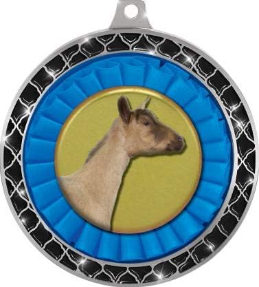 2.5" Dairy Goat Black Trellis Medal Silver, Goat Prizes, Kids Goat Trophy Medal Awards