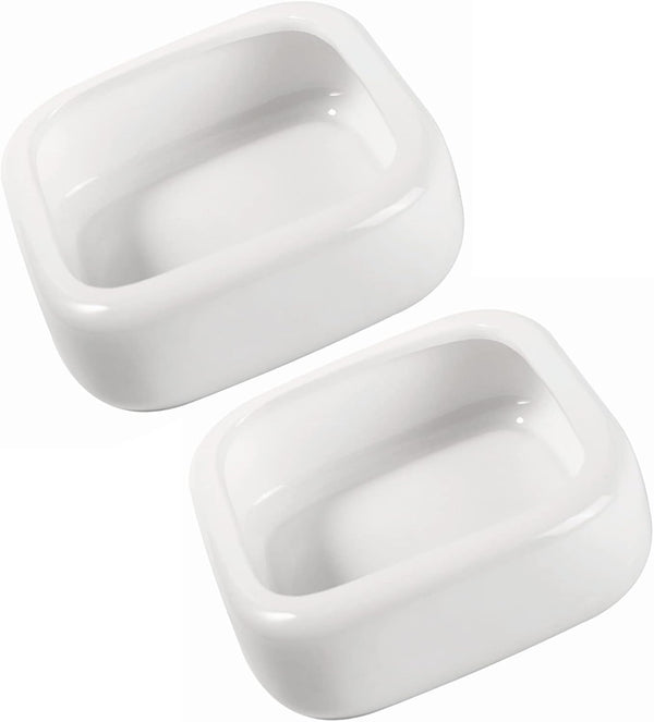 Ceramic Square Reptile Food Bowls - 2-Pack Pet Food Dish for Lizards and Small Snakes