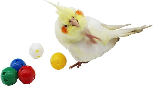 QBLEEV 5 Pack Colorful Bird Bell Balls - Chewing Playing Training Toy for Parrot, Cockatiel, Budgie, Random Color