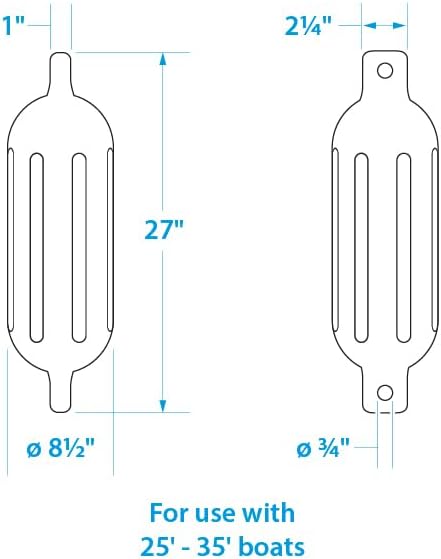 Seachoice Inflatable Boat Fender - Twin Eye Ribbed Design