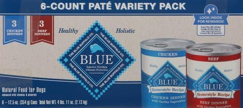 Pack,12.5-oz Cans,(Pack 12) Blue Buffalo Homestyle Recipe Adult Wet Dog Food,Made with Natural Ingredients,Chicken