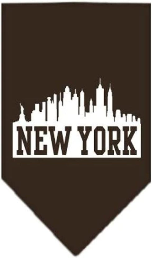 New York Skyline Screen Print Bandana, Large, Bright Pink, Mirage Pet Products