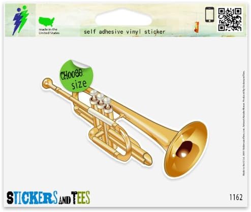 Stickers & Tees Trumpet Musical Instrument Band Vinyl Car Bumper Window Sticker 3" x 2"