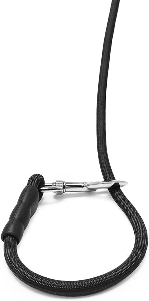 Tie Out Rope Dog Leash 8-50FT Heavy Duty Nylon Check Cord for Medium Large Dogs Indoor/Outdoor (Black, 3/8" x 20ft)