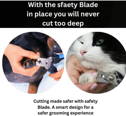 Pet Nail Clipping Kit for Dogs & Cats Stainless-Steel Clippers with Safety Guard, Non-Slip Handles + Nail File Clean