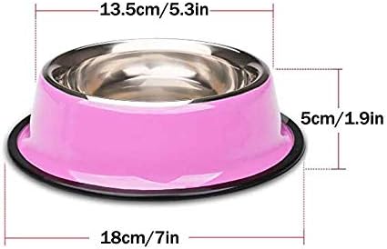 YUDANSI 3 Pack Stainless Steel Cat Bowls - Puppy Small Dog Food and Water Dish Set - Non Skid Anti Slip