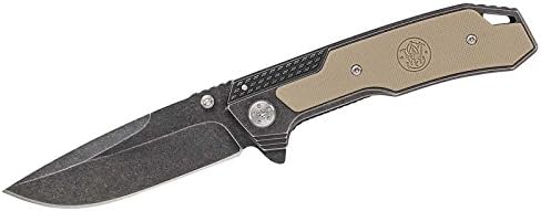 Smith & Wesson SW609 8.3in Folding Knife, High Carbon S.S. with 3.6in Drop Point Blade and Stonewashed G-10 Handle