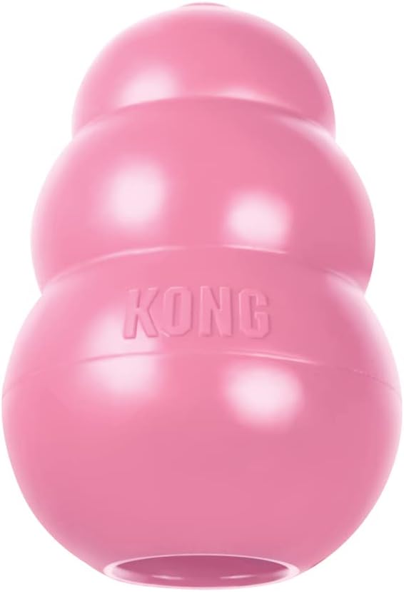KONG Puppy Natural Teething Rubber Chew Toy for XS Puppies - Stuffable Dog Toy for Extended Playtime - Pink