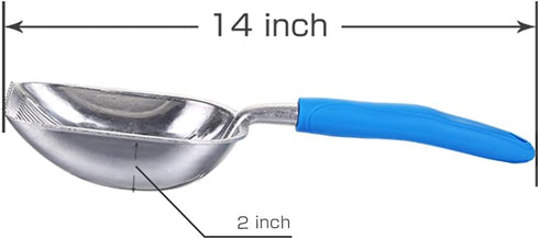 Metal Cat Litter Scoop, POLISHING Blue Handle, Aluminum Alloy with TABS/Round Teeth