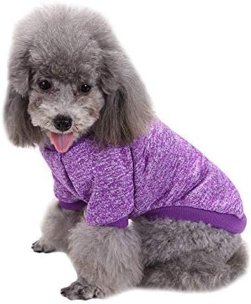 Jecikelon Dog Clothes Sweater for Small Dogs, Soft Winter Puppy Sweaters (Purple, M)