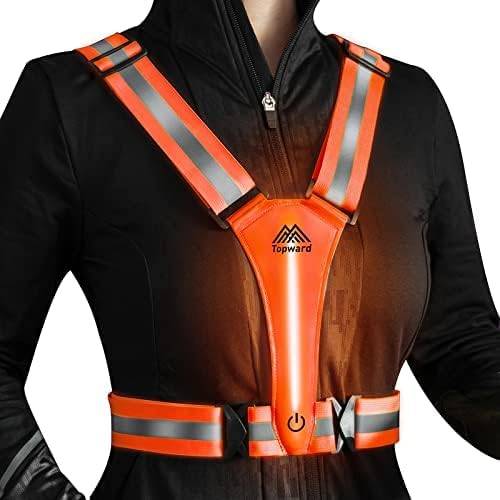 LED Reflective Vest Safety Gear, Light Up Vest for Night Walking, High Visibility Running Vest with Reflective Strips