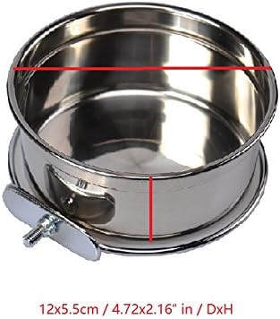 Pet Dog Stainless Steel Coop Cups with Clamp Holder - Hanging Bowl for Small Animal Ferret Rabbit (Medium)
