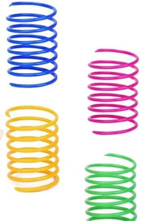 Meow Mates Interactive Cat Spring Toys, 4-Pack Colorful Spiral Play Springs for Kittens, Bouncy