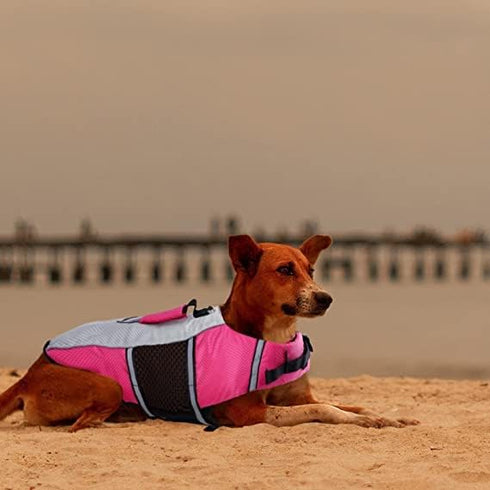 Queenmore Dog Life Jacket Swimming Vest for Small Medium Dogs, Neoprene Water Boating Life Preserver, Lightweight
