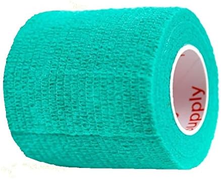 2 Inch Vet Wrap Tape Bulk (Teal) (Pack of 6) Self-Adhesive Flex Bandage Grip Roll for Pets