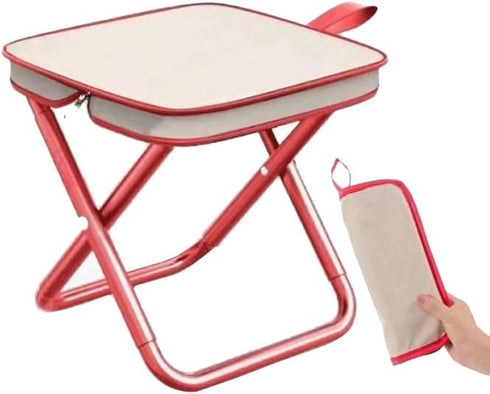 GRUKFE 13 Inch 265 LBS Portable Stool, Small Folding Stool for Adults, Ultralight Black Camping Stools for Hiking