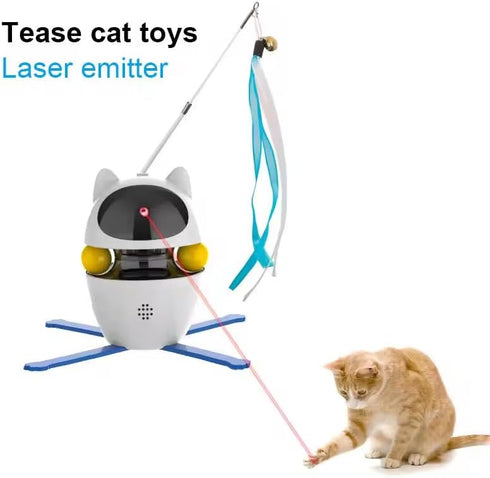 4-in-1 Interactive Cat Toy - Electronic Robot Ball and Feather Teaser for Engaging Play