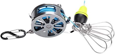 Fish Lock Buckle, 5 Snaps Fishing Stringer Clips with Reel PE Line, Silver-60# Fishing Tackle Accessory