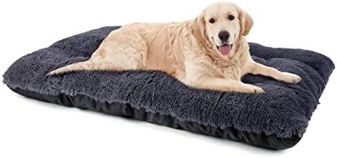 JOEJOY Large Dog Bed Crate Pad, Deluxe Plush Washable Soft Kennel Pad, Anti-Slip Sleeping Mat for Extra Large Medium