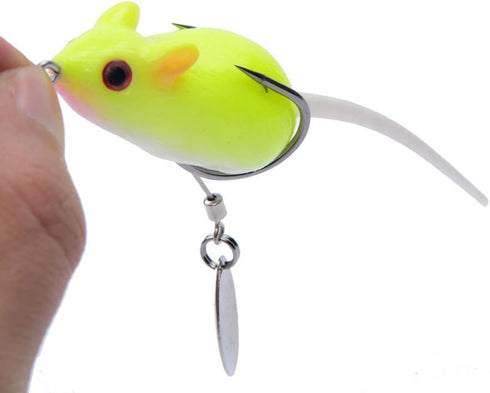 Yellow Fishing Bait Rubber Mouse, Bass Fishing Lure Crankbait Tackle Lures, Baits and Attractants