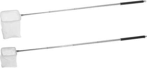 2pcs Extendable Shrimp Fishing Net with Black Mesh Telescopic Fish Tank Skimming