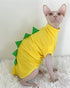 Dinosaur Design Sphynx Hairless Cat Clothes - L (6-8.8 lbs) | Cute Breathable Summer Cotton Shirts, Cat Costume