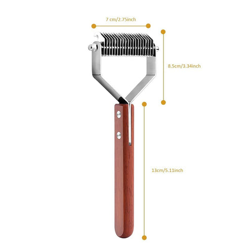 Litewoo Undercoat Rake for Dogs, Cats Grooming Dematting Comb, 20 Stainless Steel Blades with Wooden Handle