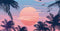 Watercolor Graffiti Hawaiian Beach Palm Tree Aquarium Background, 72X24IN, Anime Themed Crawling Terrarium Background