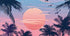 Watercolor Graffiti Hawaiian Beach Palm Tree Aquarium Background, 72X24IN, Anime Themed Crawling Terrarium Background