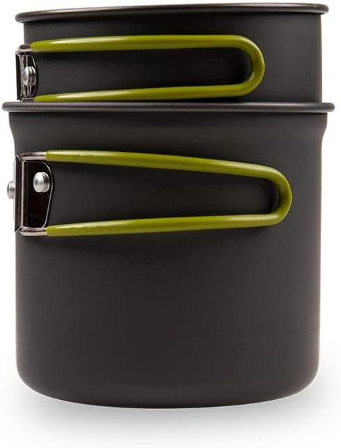 Paracord Planet Outdoor Cooking Set for One, 100% Alloy Lightweight with 2 Small Cooking Pots for Camping
