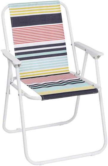 Generic Folding Beach Chair, Portable Lightweight Camping Chair with High Back and Armrests,