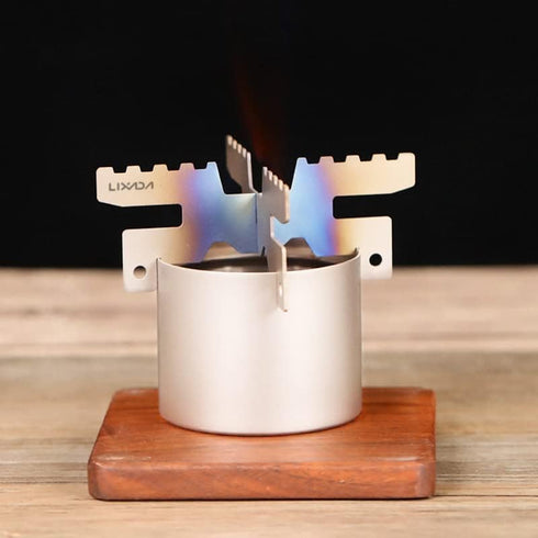 Lixada Mini Lightweight Titanium Stove, Alcohol Stove Support Bracket for Outdoor Camping and Hiking