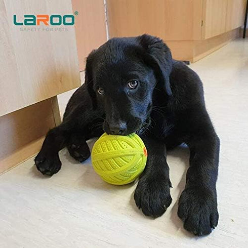 LaRoo Durable Natural Rubber Squeaky Dog Ball Toy, Teeth Cleaning Chew Toy for Medium and Large Dogs (9CM Green)