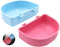 2 Pcs Rabbit Food Water Bowl, Guinea Pig Plastic Feeding Dish, Chinchilla Hanging Portable Bowl (Pink and Blue)