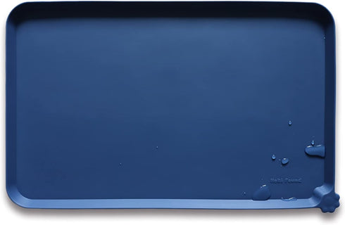 Hoki Found Silicone Pet Food Mats Tray - Non-Slip Dog Cat Bowl Mats, Waterproof Feeding Mat - Indigo Ink