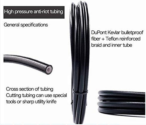 YBEKI 2500mm Kevlar Teflon Hydraulic Disc Brake Hose Kit with Brass Fittings, Compatible with Shimano SRAM