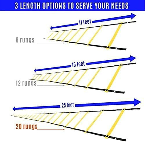 Yes4All 8-12 - 20 Rungs Agility Ladder Speed Training Equipment for Kids and Adults with Carrying Bag