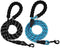2 Pack Dog Leash 5 FT Heavy Duty Nylon Rope with Comfortable Padded Handle, Sturdy Reflective Threads for Medium Large