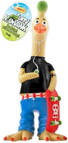Ruffin' It Tony Mohawk Durable Latex Chicken Dog Toy, Small Size