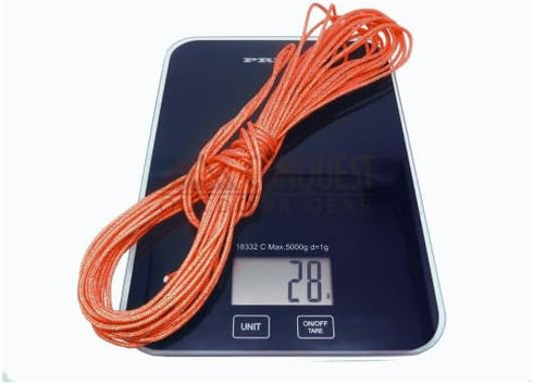 Ultra Light Dyneema Reflective Orange Rope 1/16 Inch Diameter | 440lbs Breaking Strain | 105 Feet for Sailing
