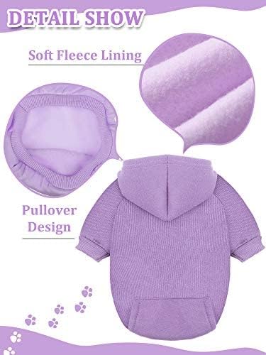 6 Pieces Dog Hoodie Sweaters with Hat - Warm Winter Clothes for Small Dogs Chihuahua (XXS)