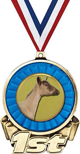 Crown Awards Dairy Goat First Place Medal, 3" Gold Goat Trophy Medal