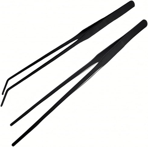 2Pcs 10.5" Reptile Stainless Steel Long Tweezers - Feeding Tongs for Lizards, Snake, Gecko, Tarantula Supplies