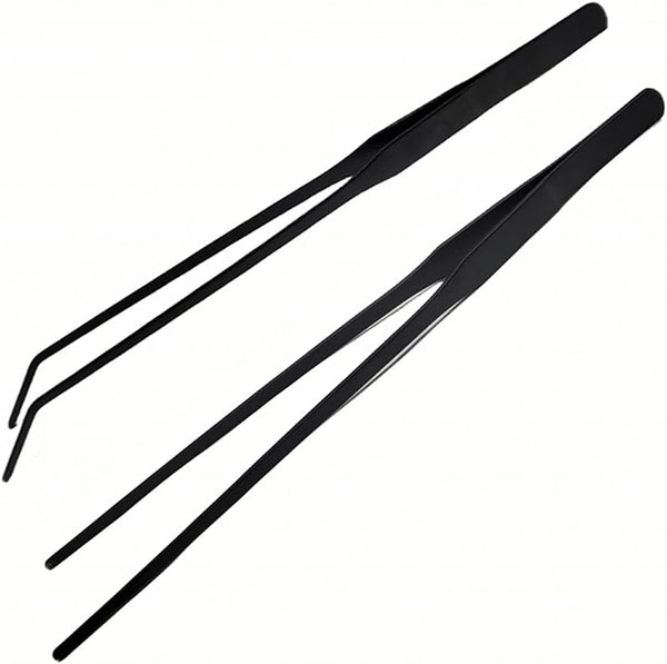 2Pcs 10.5" Reptile Stainless Steel Long Tweezers - Feeding Tongs for Lizards, Snake, Gecko, Tarantula Supplies