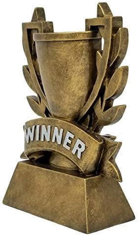 Winner Cup Trophy, 6 Inch Tall, Champion Golden Laurel Wreath Award, Engraved Plate on Request
