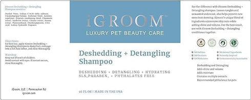 (16 OZ) iGroom Deshedding & Detangling Dog Shampoo, Luxury Pet Beauty Care, Loosen Tangles + Unwanted Undercoat, Adds